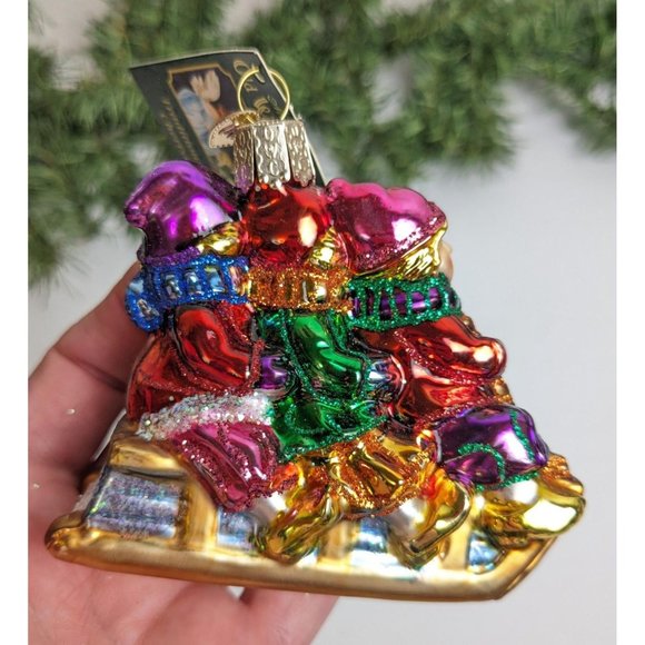 Children on Sled Retired Old World Christmas Ornament - Picture 5 of 5